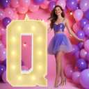 Marquee Light Up Letters: 4FT Large Decorative Signs for Party Decorations Baby Shower Birthday Wedding Engagement Anniversary, 4 Feet Tall Pre-Cut DIY Foamboard Letter Q - Easy to Assemble