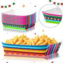 Mexican Taco Nights Food Trays 100Pcs Mexican Nacho Popcorn Unassembled Trays Snack Candy Holder Disposable Paper Plates Holiaday Carnival Party Supplies Concession Stand Food Containers