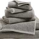 Great Bay Home 100% Cotton 6 Piece Towel Set - Absorbent, Quick-Drying, Durable Bath Towels for Bathroom Decor - Low-Twist, Two-Ply Fibers (Dark Grey)
