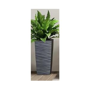 Heavy Duty Tall Planters for Outdoor Plants, Indoor Grande Plant Pots, Boxes, Trees, Flower Pots, 2-Piece Set, 3.4 Gallon, Modern Design, Built-in Drainage, Front Porch Decor, Dark Gray