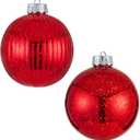 Large Christmas Ball Ornaments, Oversized Shatterproof Plastic Decorative Hanging Mercury Ornaments Ball for Xmas Holiday Party Decorations (Red, 6.0")