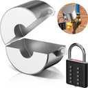 Water Faucet Spigot Lock Outdoor, Stainless Steel Hose Bib Lock (with Padlock), Hose Spigot Gate Valve Lockout, Prevent Water Theft, Spigot for Protection