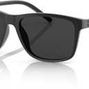 Polarized Sunglasses for Mens Womens - Lightweight Matte Finish Sun Glasses,Line Patterned Sunglass (Black Frame Grey Legs Grey Lenses)