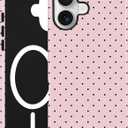 Jusy Compatible with MagSafe Polka Dot Case for iPhone 16, Cute Aesthetic Polka Dots Magnetic Phone Case, Soft TPU and Hard PC Protective Phone Cover for Women Girls（Matte） - Pink