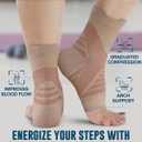 2 x Doctor's Select Copper Ankle Compression Sleeve - Toeless Compression Socks, Copper Ankle Brace for Women, Ankle Support for Men, Compression Socks for Plantar Fasciitis, Beige (Large, Beige - 1 Pair)