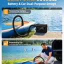 Electric Paddle Board Pump, Rechargeable SUP Pump with 12V Car Power, Auto-Off to 20 PSI, Dual-Stage Portable Air Pump with Deflate, 7 Nozzles for Paddle Boards, Kayaks & Inflatables