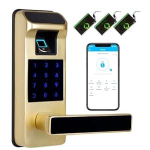 Harfo Smart Door Lock, Heavy Duty Keyless Entry Door Lock, Fingerprint Door Lock, Door Locks with Keypads, Full App Control Digital Door Lock, Keypad Lock Electronic Digital Biometric Door Lock (Gold)