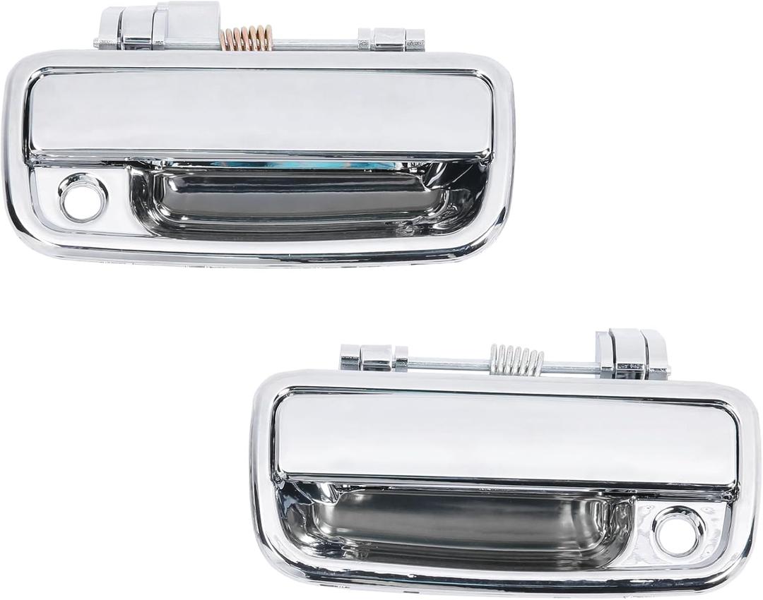 Exterior Door Handle, Compatible with 1995-2004 Toyota Tacoma, 2004-2012 Toyota Hilux, Chrome Front Outside Left Driver & Right Passenger w/ Key Hole | Replaces# 69220-35020, 69210-35020 Outer Handle