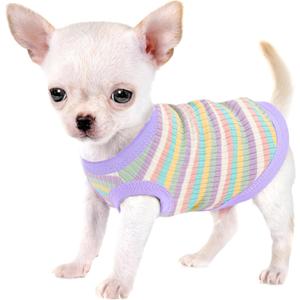 Elevate Your Pet's Comfort and Fashion: Premium 100% Cotton Rib Dog Shirt Vest for Small Breeds Like Chihuahuas, Yorkies, and Puppies .Year-Round Style with Tank-Style Puppy Attire Light Purple, S-(1~4lb) | Chest(~14.5")