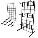 STORE FIXTURES DIRECT Countertop Gridwall Display, 12" W x 24" H, 10x 4" D Hooks, Metal, T-Shape Base, Portable, Assembly Required, White 