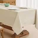 Faux Linen Tablecloths for Rectangle Tables, 2 Pack Burlap Textured Table Cloths Washable Farmhouse Table Cover Water Resistant for Dining, Wedding, Outdoor(Beige, 52"70")