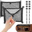 RED WOLF 2 Layer Small Mesh Cargo Net Elastic Storage Netting 2 Pcs Stretchable Car Organizer Net 1410 Inch for Trunk RV Boats Home Auto Cargo Net Pocket with Screws and Hooks