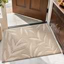LUMI Front Door Mat Indoor Entrance 24"x36", Low Profile Welcome Mat, Non-Slip Washable Doormat with Rubber Backing for Entrance, Patio, Garage, Beige