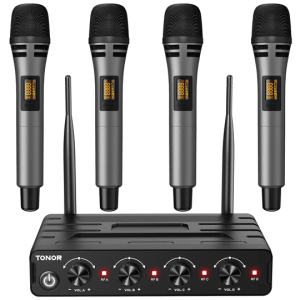 TONOR TW360 Wireless Microphone System with 4x10 Channel Cordless Handheld Microphone