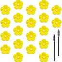 Andiker 20Pcs Hummingbird Feeder Replacement Flowers with Cleaning Brush, Yellow Feeder Parts Replacement for Hanging Feeders