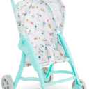 Corolle Mon Premier Poupon Folding Baby Doll Stroller for Kids Ages 18 Months and Up Lightweight Pretend Play Accessory for 12 Inch Dolls Pink and Gray Design