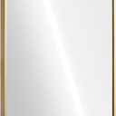 Navaris Oval Wall Mirror - 75 x 38 x 3 cm - Wall Mounted Hanging Mirror with Brushed Brass Rustproof Aluminium Frame - Mirror for Bathroom Bedroom Hallway