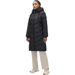 Marikoo Women's Long Winter Jacket with Hood - Weather-Resistant - Quilted, Puffy Coat - Sahnekatzii XS (Black)