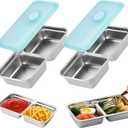 Stainless Steel Snack Containers, 2 PCS Grab and Go Double Compartment Reusable Snack Containers with Lids, Food Lunch Meal Container, Food Snack Boxs for Travel, Office, Picnic