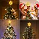 Brizled Lighted Tree Topper, 9.25 Gold Glitters Plated Snowflake Christmas Tree Topper with 20 Count Warm White Lights, UL Listed Plugin Xmas Treetop for Xmas Home Holiday Decorations