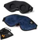 Dream Essentials, Escape 3D Sleep Mask, Earplugs, Carry Pouch Set, Molded Eye Shade, Men and Women, Contoured, Nose Bridge, Light Block, Memory Foam, Gift Set, Travel, Yoga, Blindfold, Navy Blue