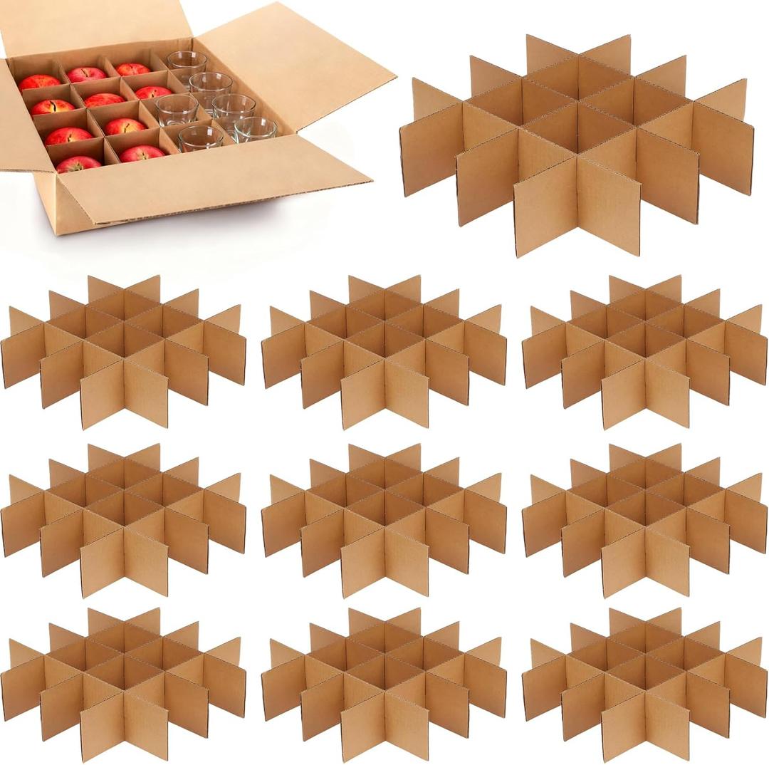 12 Sets Box Cardboard Divider Kit 13x13x3 Inch Moving Boxes Divider kit for Fruit Separation Glass Inserts Shipping Kitchen Glassware Dish Packing Supplies Corrugated Paper(Box Not Included)