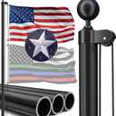 20FT Heavy Duty Flag Pole, 12-Gauge Aluminum, 100MPH Wind Tested | Extra Thick Residential & Commercial Flagpole Kit for Outside House Includes USA Flag & All Hardware to Fly Two Flags