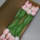 10Pcs Blush Artificial Tulips Silk Flowers, Long Stem and Green Leaves, Fake Flowers Decoration for Vase, Wedding, Party, Kitchen, Office, Home, Bedroom, Table Centerpiece Decor (Light Pink)