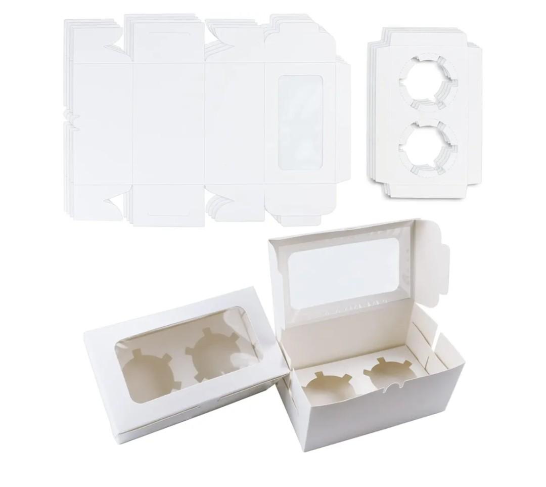 Cookie Gift Boxes with Clear Window 2 Treat Holder Cupcake Containers Bakery Cake Box for Birthday Party Holiday Bakery Supplies