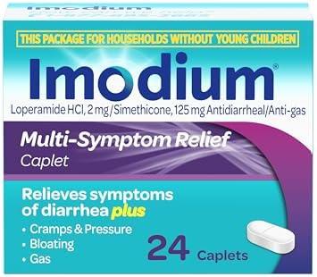 Pack Of 3 Imodium Multi-Symptom Relief Caplets with Loperamide Hydrochloride & Simethicone, Anti-Diarrheal Medicine for Treatment of Diarrhea, Gas, Bloating, Cramps & Pressure, Easier to Open, 24 ct, ECP Aug. 2025