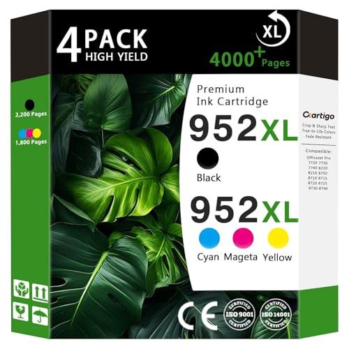 952XL Ink Cartridges Combo Pack Compatible for HP 952XL HP952 HP952XL Replacement for Officejet Pro 8710 7740 8720 8702 8210 7720 8700 8740 8216 8725 8200 Printers (Black Cyan Magenta Yellow 3-Pack)
