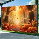 Fall Backdrop Autumn Golden Maple Forest Photography Background Banner Fall Maple Leaves Pumpkin Decorations Thanksgiving Party Supplies Farm Harvest Event Banner 71x43 Inchs