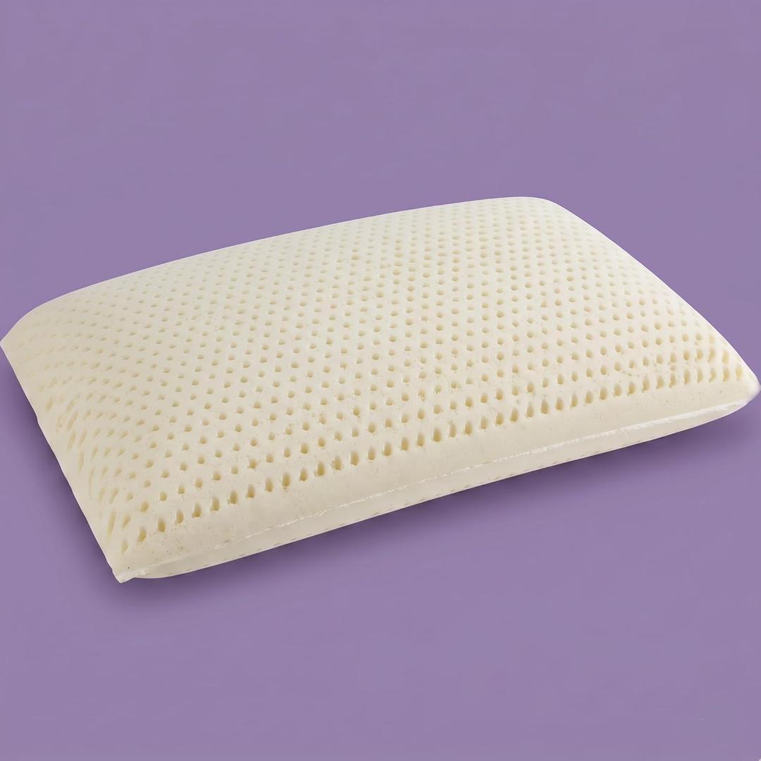 Artka Talalay Latex Sleeping Pillow, Soft Bed Pillow with Cotton Pillowcase Helps Relieve Pressure, Premium Pillow for Side, Back, and Stomach Sleepers to Get a Restful Sleep (1, Queen (Mid Loft))