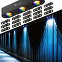 Solar Outdoor Fence Lights Solar Powered, 60LM RGB Outdoor Solar Lights with Sync Group Control & 10 Light Modes, Solar Lights Outdoor Waterproof IP65 for Outside Porch, Wall, Deck (16 Pack)