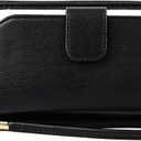 Women Wristlet Wallet with Cell Phone Holder RFID (Black)