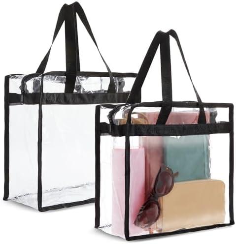 Juvale Clear Stadium Approved Bags - 12x6x12 Large Transparent Tote Bags with Zippers and Handles
