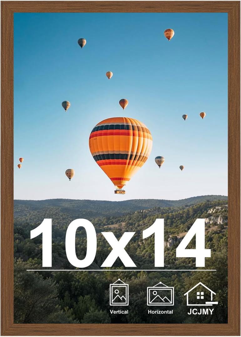 JCJMY 10x14 inch Picture Frame Brown for 30 x 40cm Diamond Art Painting, Horizontal and Vertical Formats for Wall Hanging, 10 x 14 Wall Gallery Poster Photo Frame with Shatter Resistant Plexiglass, Brown