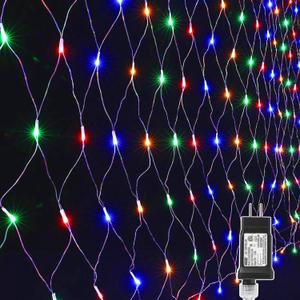 LYHOPE 12ft x 5ft 360 LED Christmas Net Lights, 8 Modes Low Voltage Mesh Christmas Decorative Lights for Xmas Trees, Bushes, Wedding, Garden, Outdoor, Indoor Decor (Multi-Color)