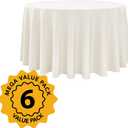 6-Pack Ivory Round Tablecloths, 120 Inches, Stain-Resistant Polyester for 5-6 Ft Round Tables - Washable Table Covers for Weddings, Banquets, Birthday Parties, Events