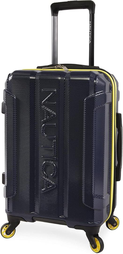 Nautica Maker Hardside Spinner Luggage, lightweight, Navy/Yellow, Carry-On 21-Inch