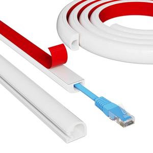 39" Side Open One Cord Hider (<1/4") for Wall Mounted Tv,Extension Flexible Cable Cover to Hide Conceal Cords Along Wall,Wire Raceway Management Cable Concealer Channel,Electric Cord Organizer,White