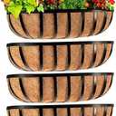 Sekcen Railing Planter Window Box Deck Balcony Rail Planter 24 Inch for Porch Fence Patio Outdoor 4 Pack