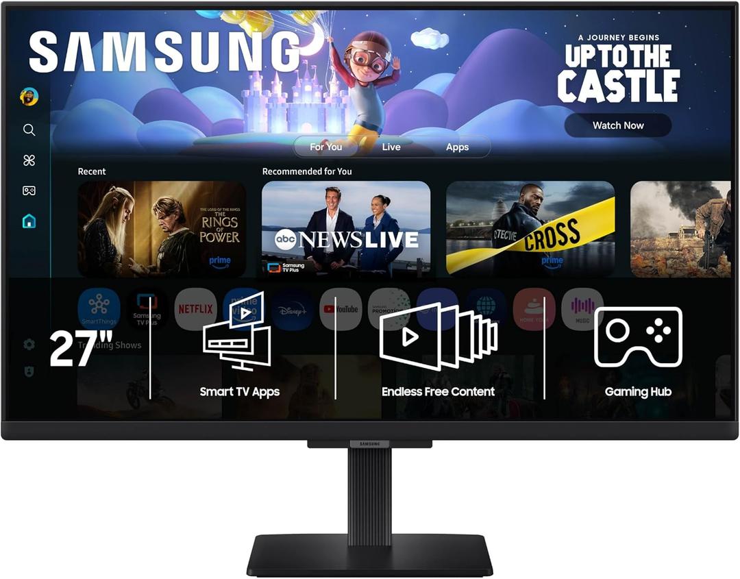 Samsung 27-Inch M5 (M50F) Series FHD Smart Monitor with Streaming TV, Speakers, HDR10, Gaming Hub, Multiple Ports, Workout Tracker, Vision Accessibility Tools, Black, LS27FM502ENXZA
