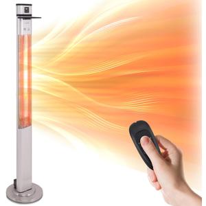 SereneLife Infrared Patio Heater, 1500W Electric Standing with Remote Control, IP44 Approved, Odorless, Three Power Settings, Indoor/Outdoor for Restaurant, Backyard, Garage, Decks