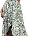 GRECERELLE 2025 Women's Spring Summer Boho Floral Print V-Neck Faux Wrap Maxi Dress for Wedding Guest, Graduation, Party, Size medium