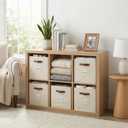 DECOMOMO Storage Cubes, 13x13x13 Storage Cube Bins with Labels, Fabric Organizer Bins (13" / 6pcs, Beige)