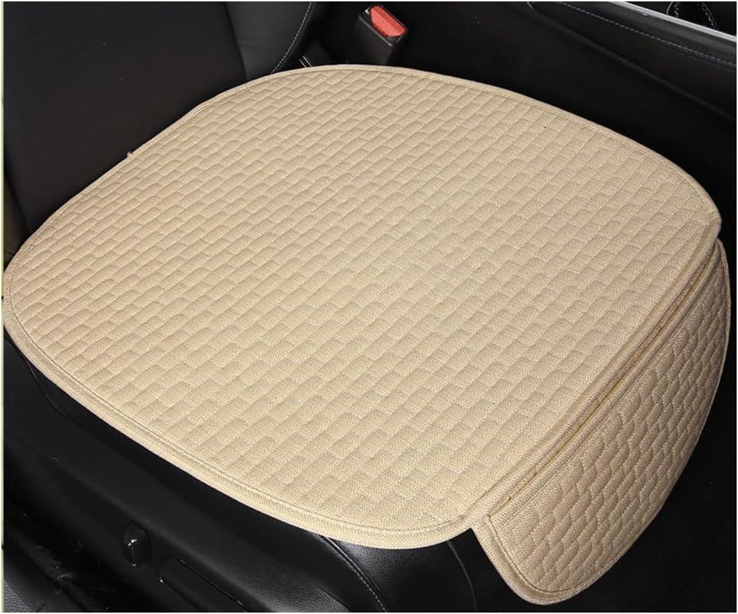 Yourkar 2PCS Car Seat Bottom Cover Pad, Breathable Auto Front Seat Button Cushion Mat with Pocket, Soft Comfortable Vehicle Seat Protector Pad, Universal Truck SUV Car Accessories (Beige)