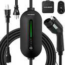 Level 1&2 EV Charger, Electric Vehicle Portable Charger, 8-16A Adjustable,with 25FT Cable, 110V-240V J1772 Electric Cars,NEMA 6-20 & NEMA 5-15 Plug, 3.84KW, IP66 Waterproof (Black)