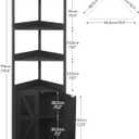 HOOBRO Corner Shelf with Storage, Tall Corner Storage Cabinet, 5-Tier Corner Bookshelf with Protective Fence, for Living Room, Black BB78CJ01, 15.1"L x 15.1"W x 70.4"H