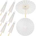 Sadnyy 33 Inches Paper Umbrellas Paper Decorative Chinese Japanese Parasol Umbrella DIY Oiled Painting Umbrellas Crafts for Wedding Bridal Party Decor(White,12 Pack)